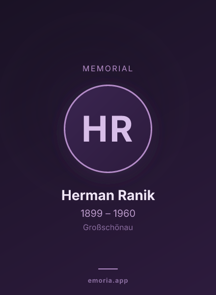 Memorial portrait of Herman Ranik