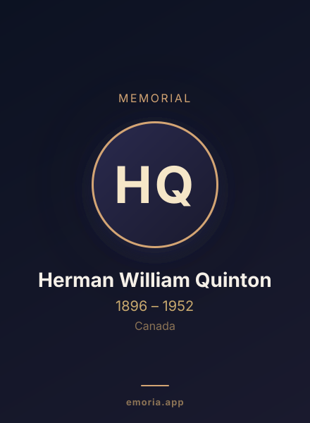 Memorial portrait of Herman William Quinton
