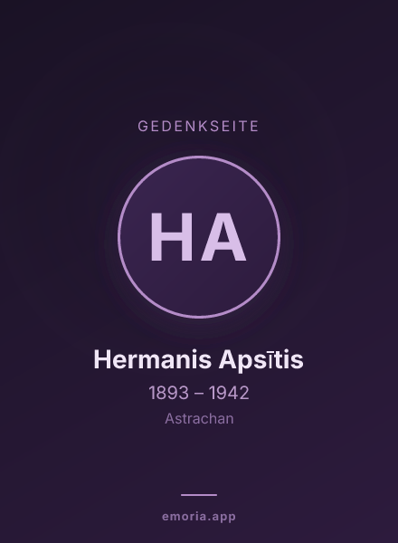 Gedenkportrait von Hermanis Apsītis