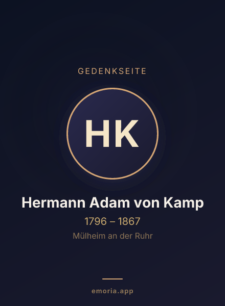 Gedenkportrait von Hermann Adam von Kamp