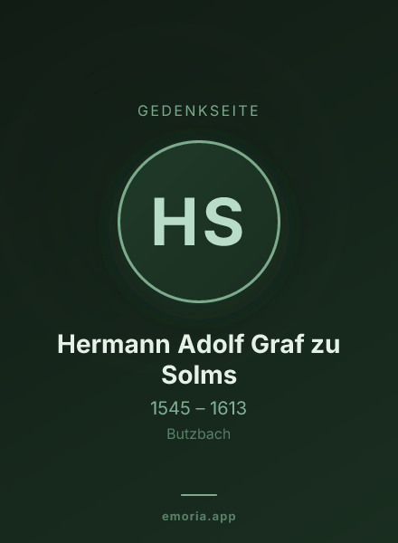 Gedenkportrait von Hermann Adolf Graf zu Solms