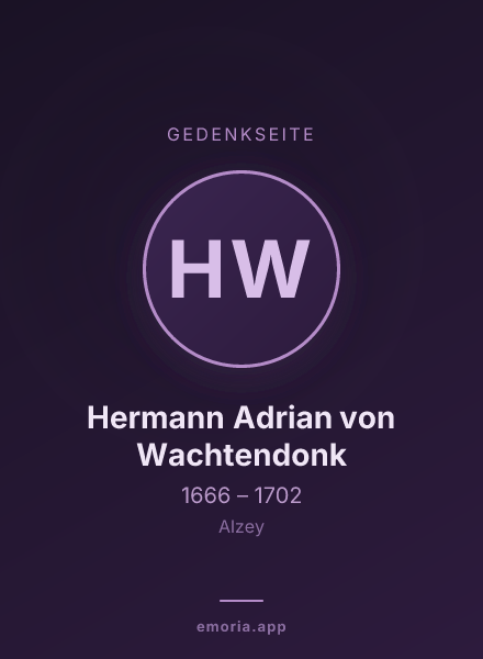 Gedenkportrait von Hermann Adrian von Wachtendonk