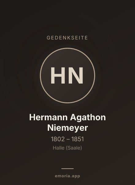 Gedenkportrait von Hermann Agathon Niemeyer