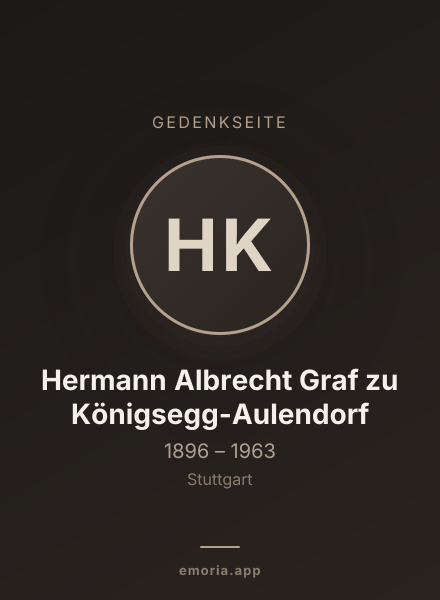 Gedenkportrait von Hermann Albrecht Graf zu Königsegg-Aulendorf