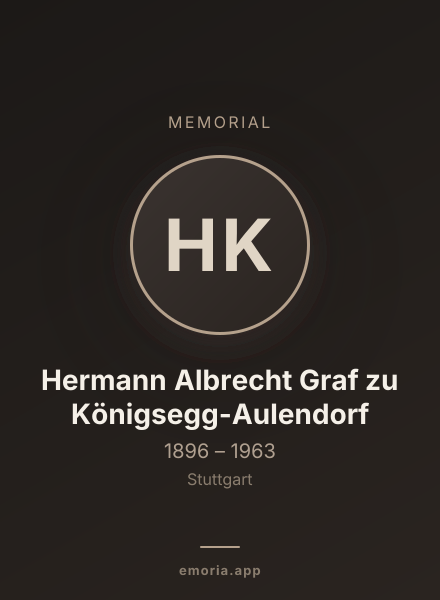 Memorial portrait of Hermann Albrecht Graf zu Königsegg-Aulendorf