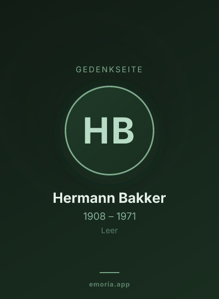 Gedenkportrait von Hermann Bakker