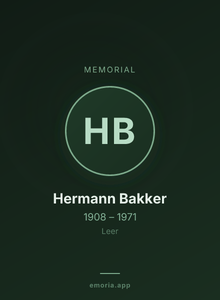 Memorial portrait of Hermann Bakker