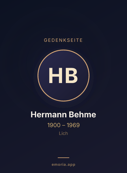 Gedenkportrait von Hermann Behme