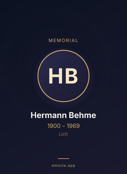 Memorial portrait of Hermann Behme