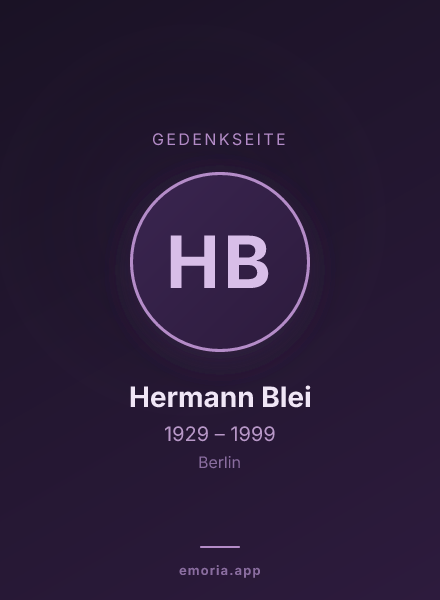 Gedenkportrait von Hermann Blei