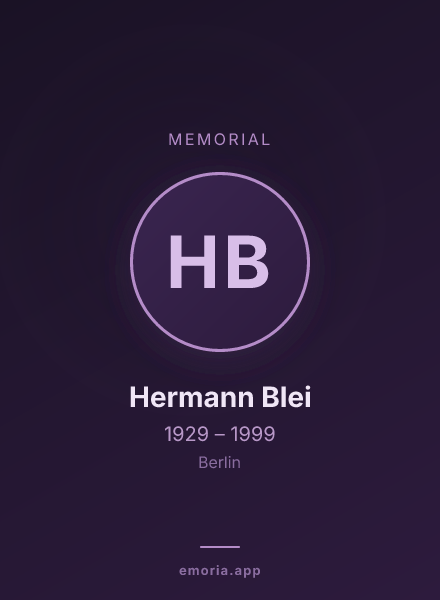 Memorial portrait of Hermann Blei