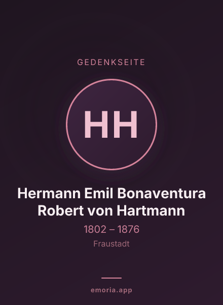 Gedenkportrait von Hermann Emil Bonaventura Robert von Hartmann