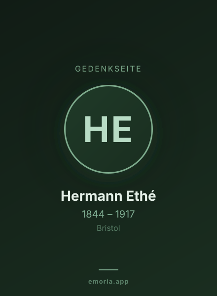 Gedenkportrait von Hermann Ethé
