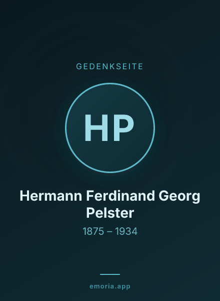 Gedenkportrait von Hermann Ferdinand Georg Pelster