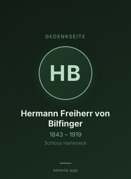 Gedenkportrait von Hermann Freiherr von Bilfinger