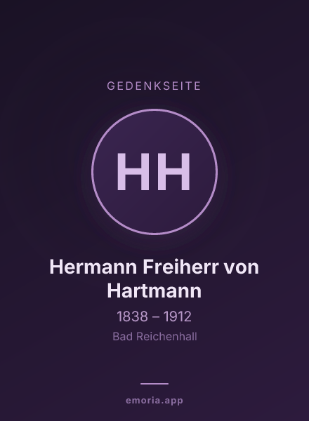 Gedenkportrait von Hermann Freiherr von Hartmann