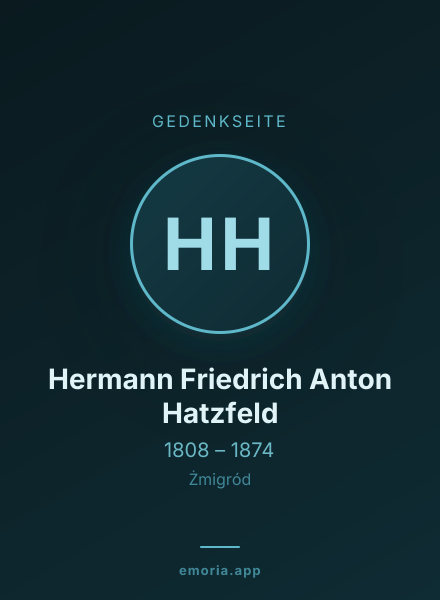 Gedenkportrait von Hermann Friedrich Anton Hatzfeld