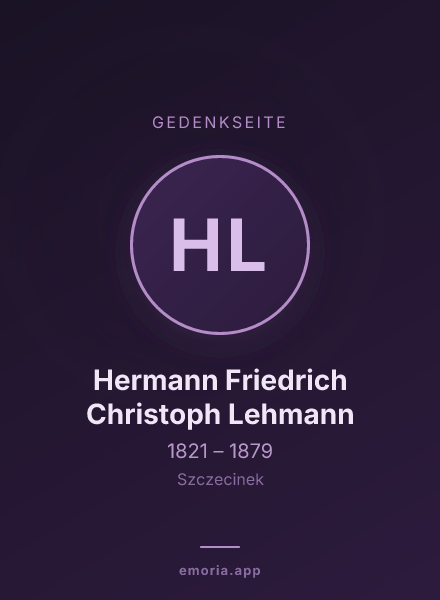 Gedenkportrait von Hermann Friedrich Christoph Lehmann