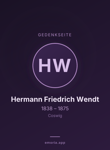 Gedenkportrait von Hermann Friedrich Wendt