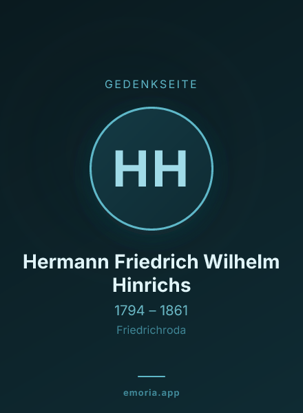 Gedenkportrait von Hermann Friedrich Wilhelm Hinrichs