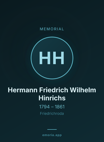 Memorial portrait of Hermann Friedrich Wilhelm Hinrichs