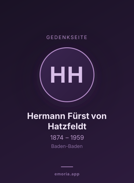 Gedenkportrait von Hermann Fürst von Hatzfeldt