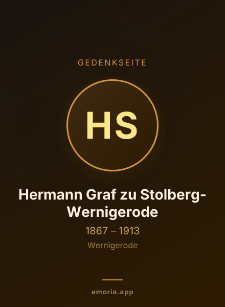 Gedenkportrait von Hermann Graf zu Stolberg-Wernigerode