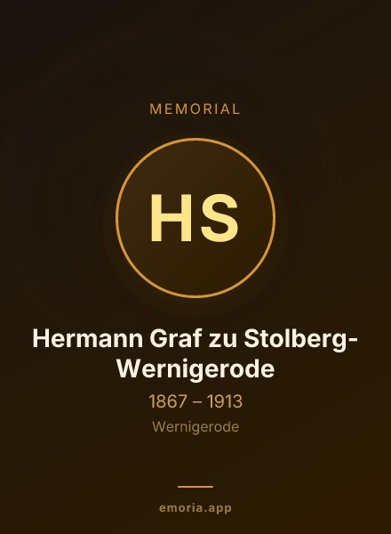 Memorial portrait of Hermann Graf zu Stolberg-Wernigerode