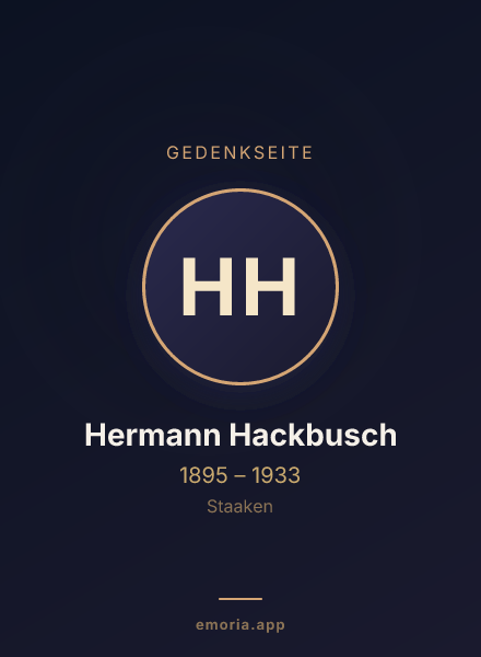 Gedenkportrait von Hermann Hackbusch