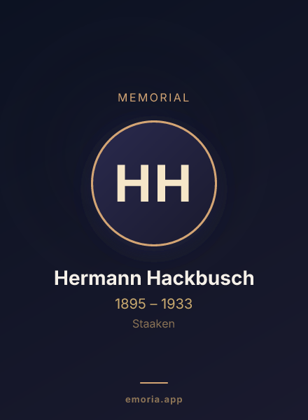 Memorial portrait of Hermann Hackbusch