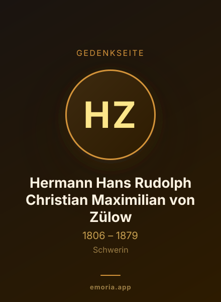 Gedenkportrait von Hermann Hans Rudolph Christian Maximilian von Zülow