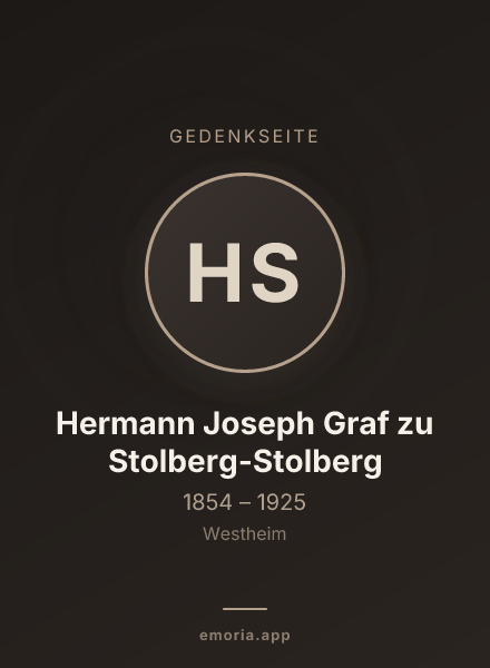 Gedenkportrait von Hermann Joseph Graf zu Stolberg-Stolberg