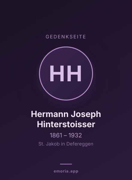 Gedenkportrait von Hermann Joseph Hinterstoisser