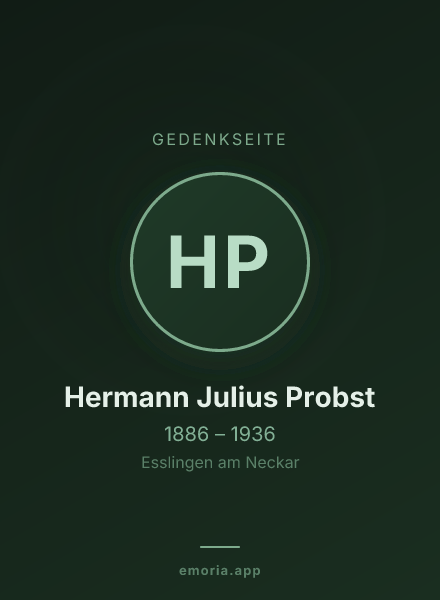Gedenkportrait von Hermann Julius Probst