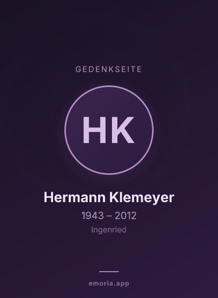 Gedenkportrait von Hermann Klemeyer
