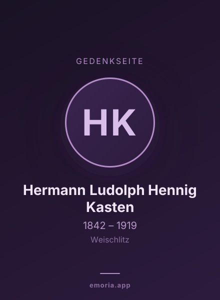Gedenkportrait von Hermann Ludolph Hennig Kasten