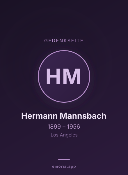 Gedenkportrait von Hermann Mannsbach