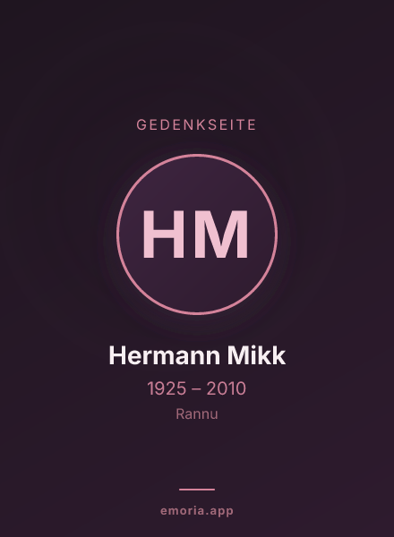 Gedenkportrait von Hermann Mikk