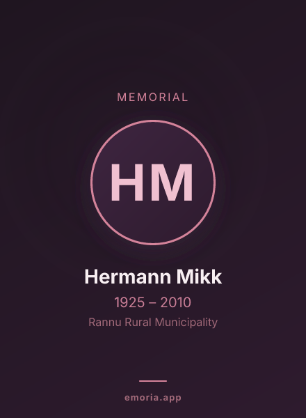 Memorial portrait of Hermann Mikk