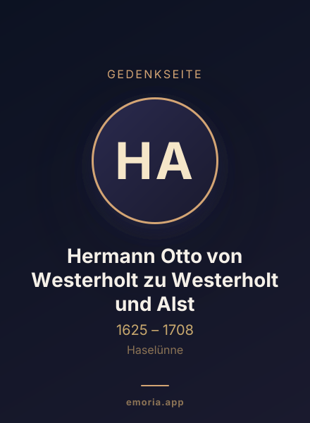 Gedenkportrait von Hermann Otto von Westerholt zu Westerholt und Alst