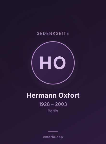 Gedenkportrait von Hermann Oxfort