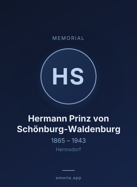 Memorial portrait of Hermann Prinz von Schönburg-Waldenburg