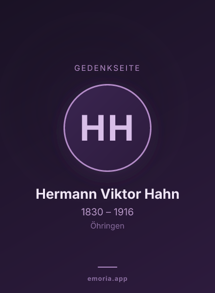 Gedenkportrait von Hermann Viktor Hahn