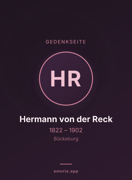 Gedenkportrait von Hermann von der Reck