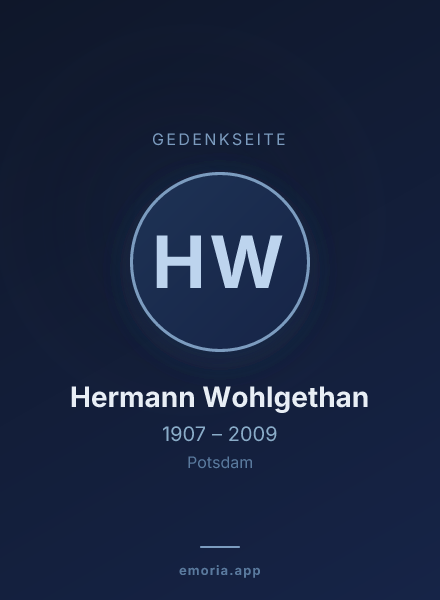 Gedenkportrait von Hermann Wohlgethan