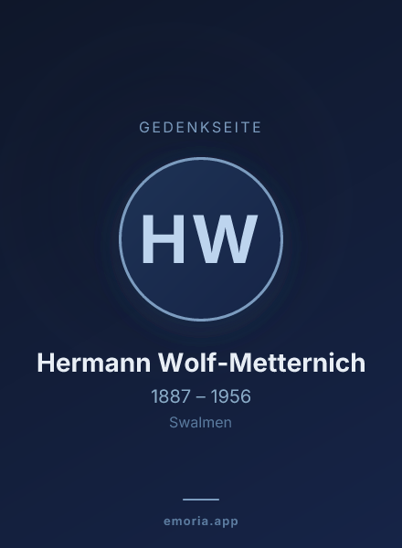 Gedenkportrait von Hermann Wolf-Metternich