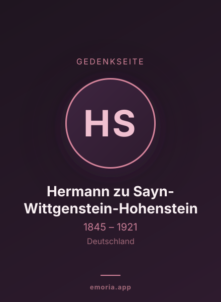 Gedenkportrait von Hermann zu Sayn-Wittgenstein-Hohenstein