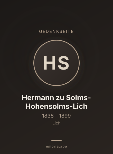 Gedenkportrait von Hermann zu Solms-Hohensolms-Lich