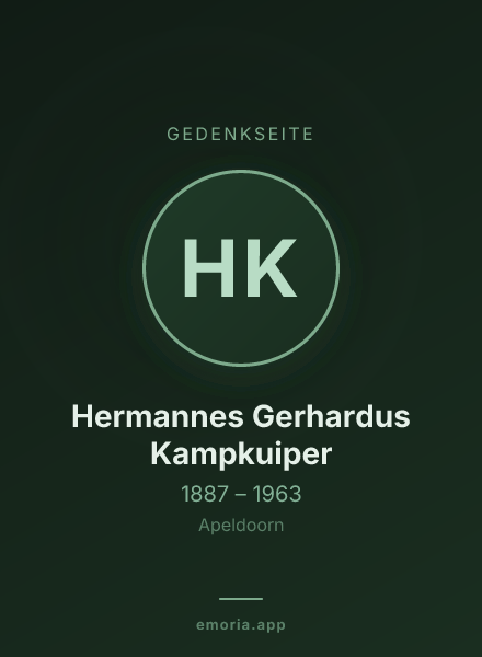 Gedenkportrait von Hermannes Gerhardus Kampkuiper