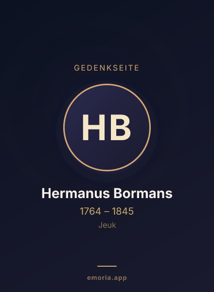 Gedenkportrait von Hermanus Bormans